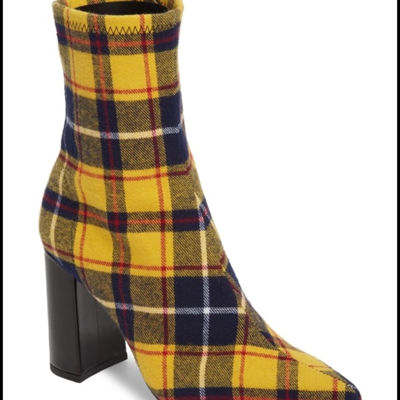 yellow tartan boots